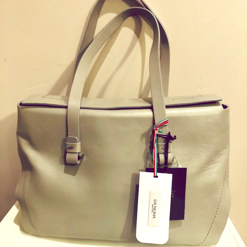 NWT! LIA NUMA Genuine Leather/Grey Purse
